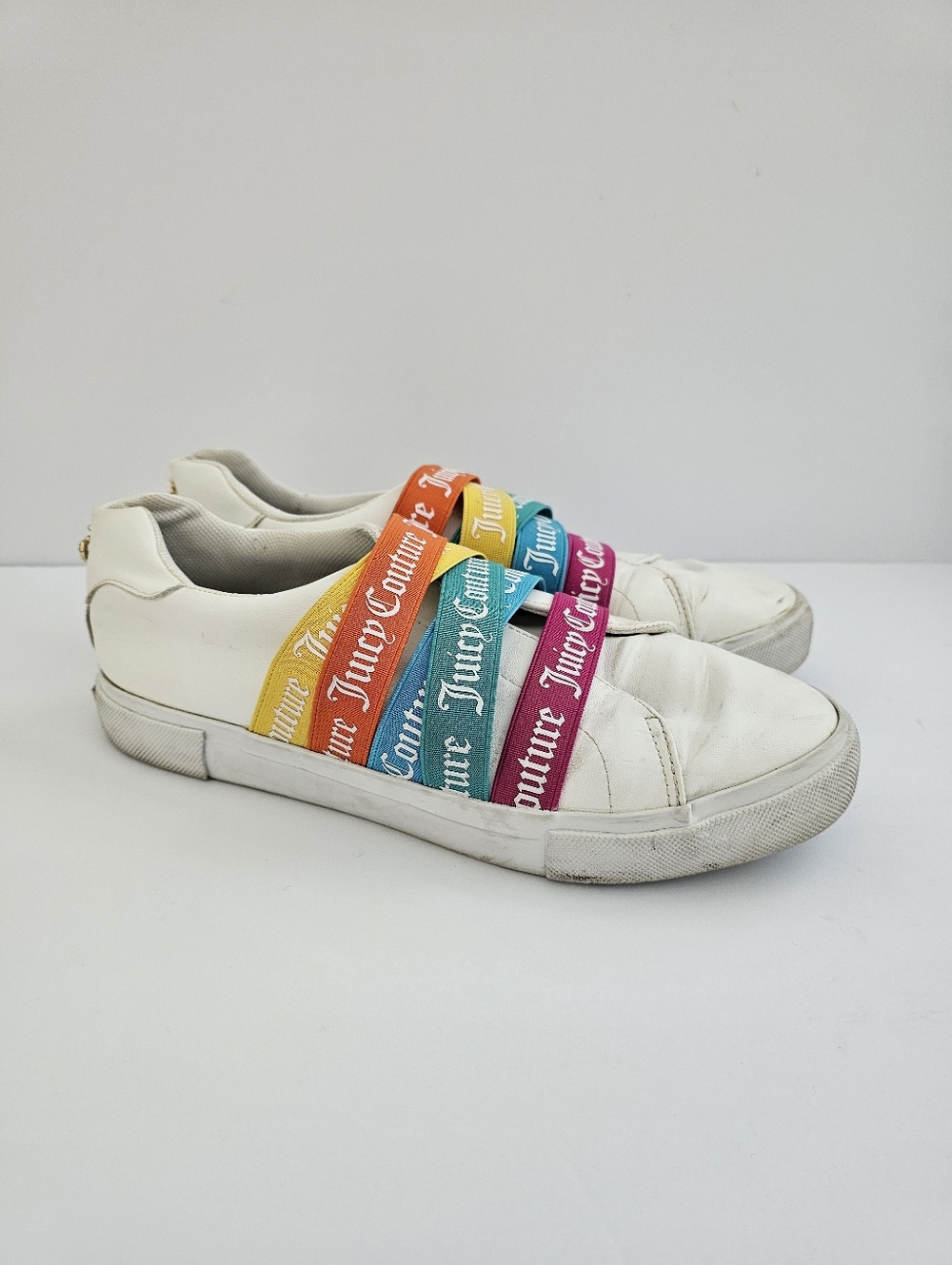 Juicy Couture "Carrie" Rainbow Elastic Strap Slip-On Sneakers - Women's Size 8